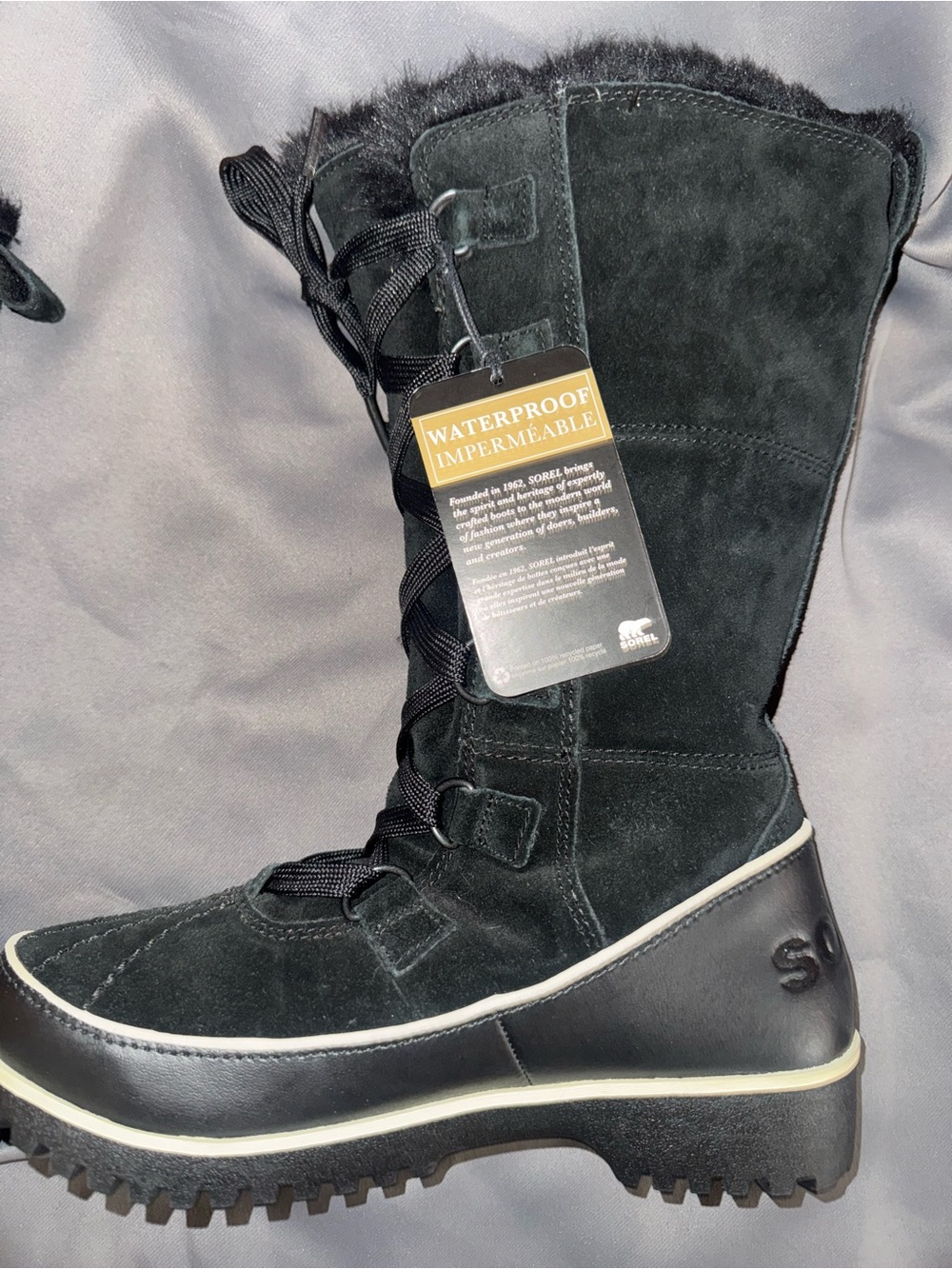 NWT Sorel Tivoli II Snow Boots NL2093-010 Black Leather Tall Waterproof Wom Sz 6